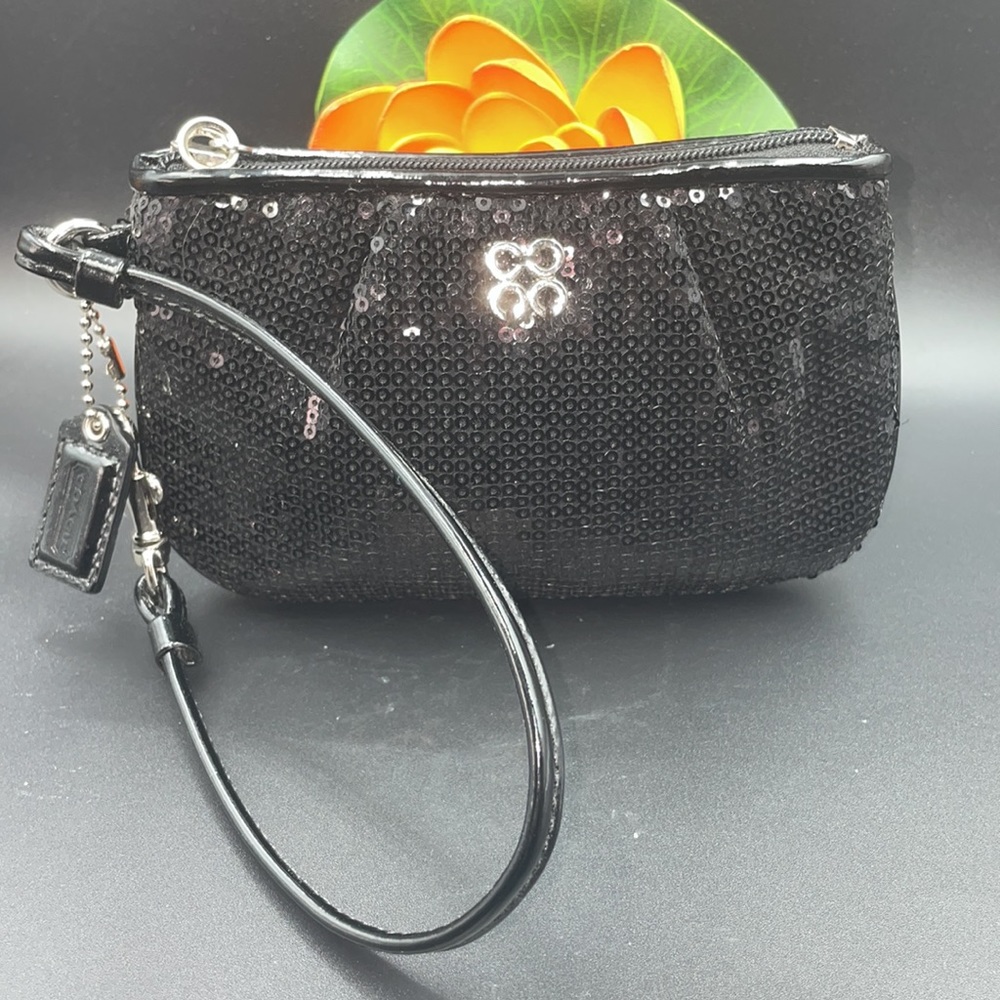 COACH Black Sequin Special Edition Wristlet 44509